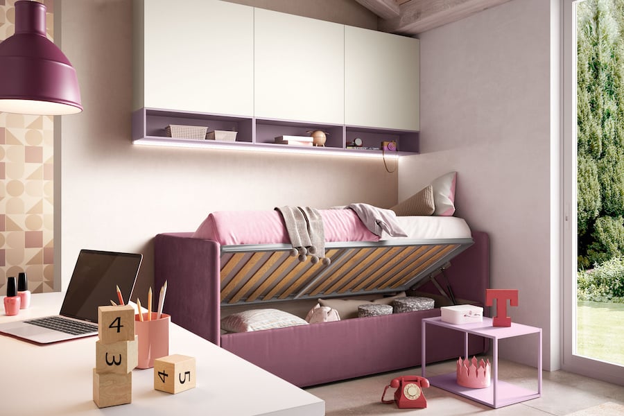 K106, divano letto con box contenitore