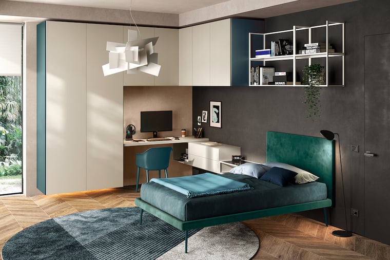 Cameretta a ponte con armadio sospeso