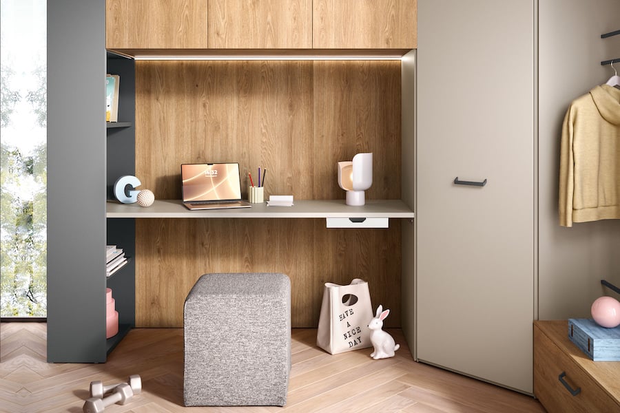 Armadio a ponte con scrivania