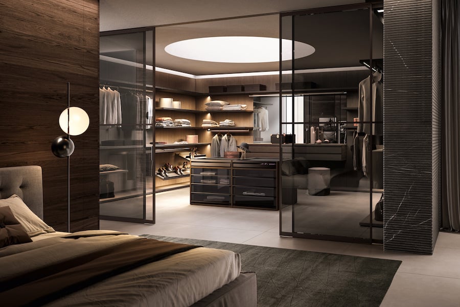 Attrezzatura cabina armadio Moretti Compact porte scorrevoli vetro