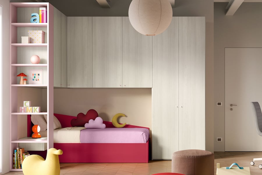 Cameretta a ponte ad angolo K119 con divano letto