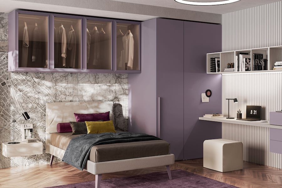 Cameretta a ponte Y109 con cabina armadio angolare