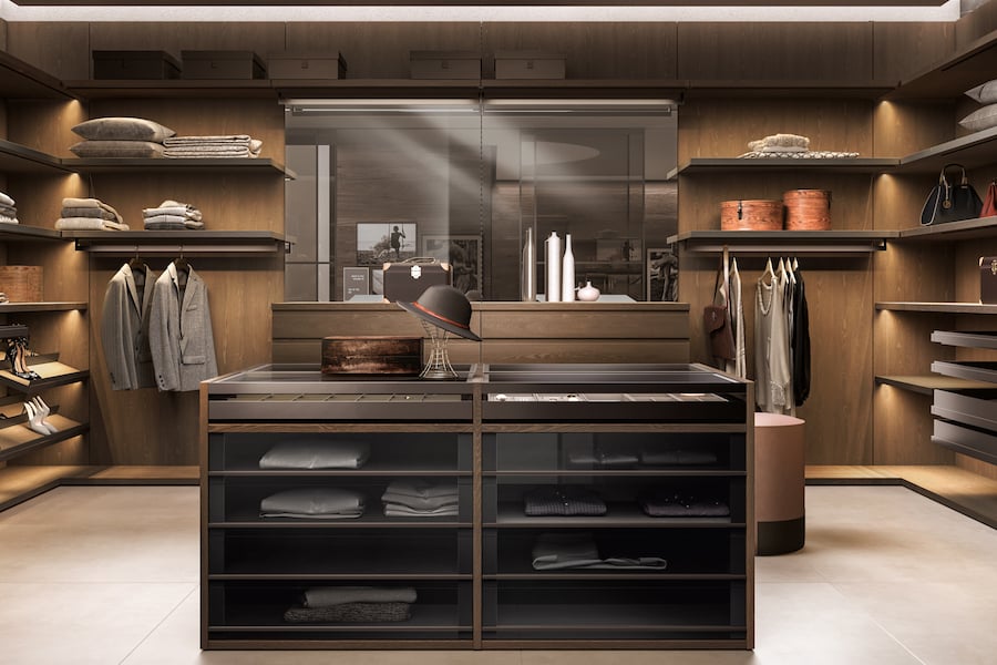 Isola in cabina armadio con un design estetico e pratico Moretti Compact Giorno Notte