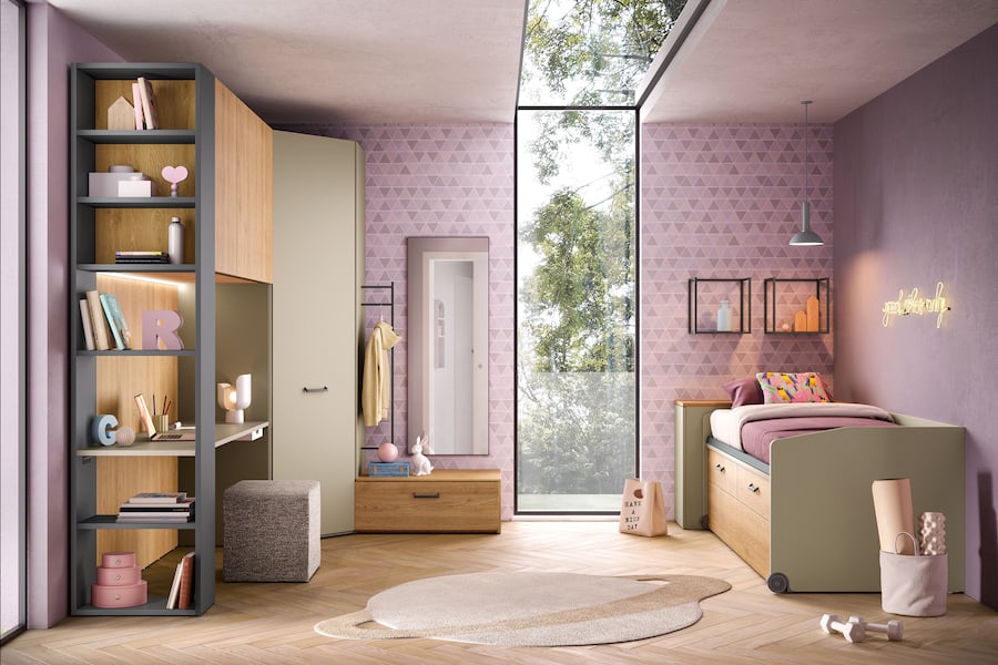 Cabina armadio con scrivania e libreria K122