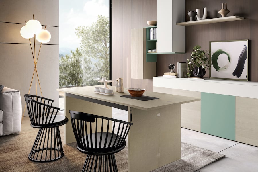 Come sfruttare open space cucina soggiorno Moretti Compact 4