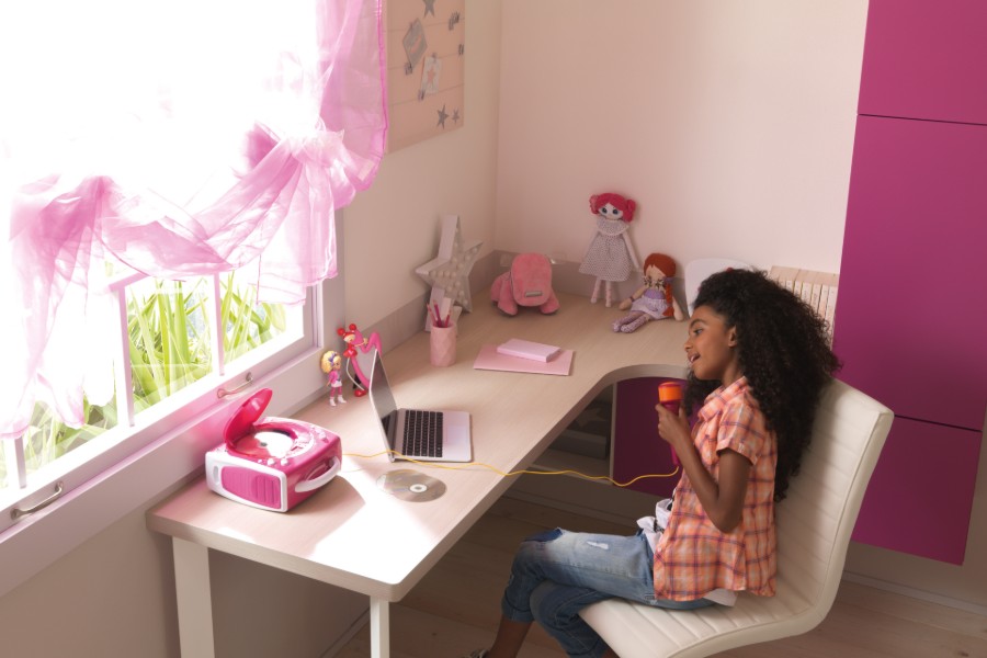 con LED Difu Scrivania regolabile per bambini colore rosa per la salute degli occhi 