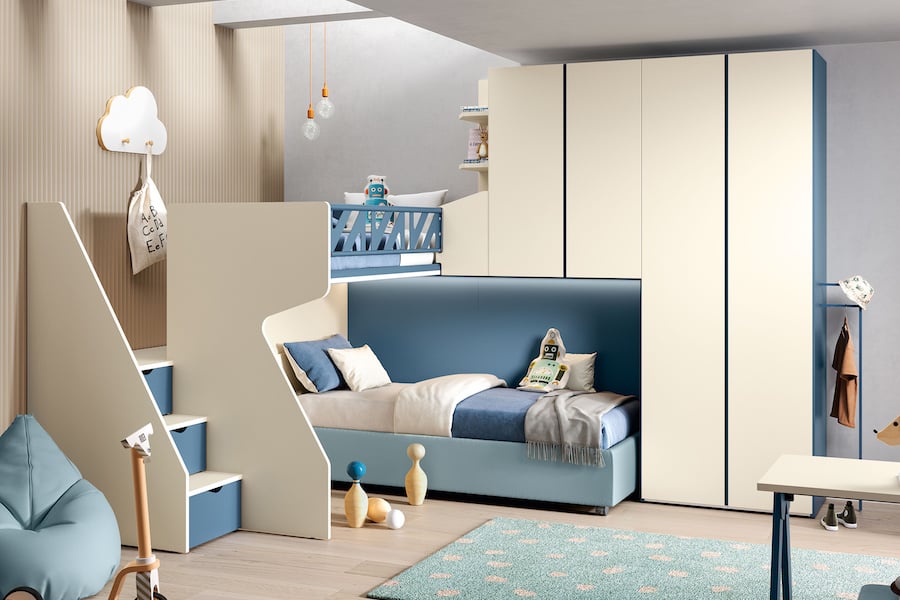 Letto a soppalco con armadio sotto K123