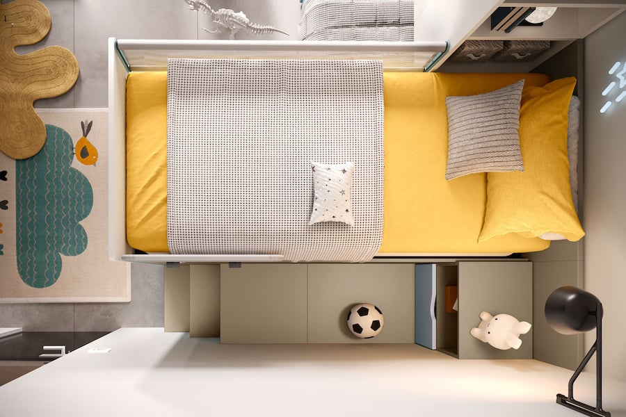 K118, letto a castello ad angolo compatto e funzionale