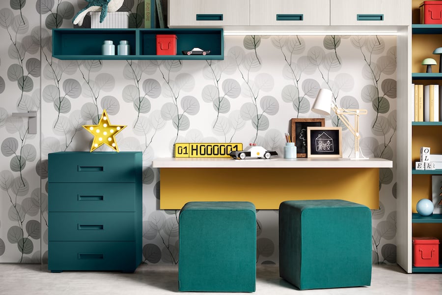 Cameretta con zona studio per bambini K105