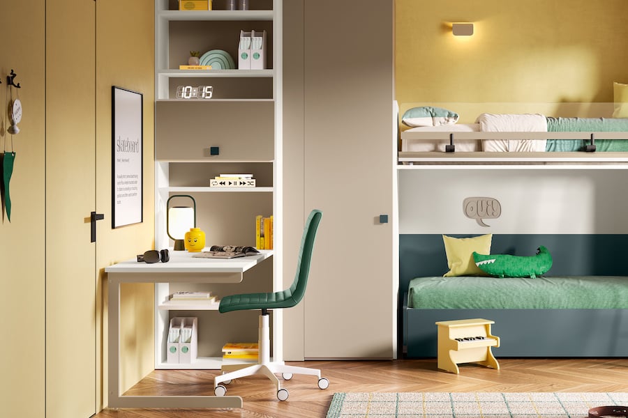 Scrivania a penisola inserita nella libreria K114