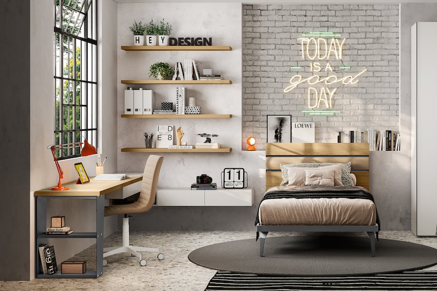 Cameretta Y119 con scrivania per cameretta salvaspazio