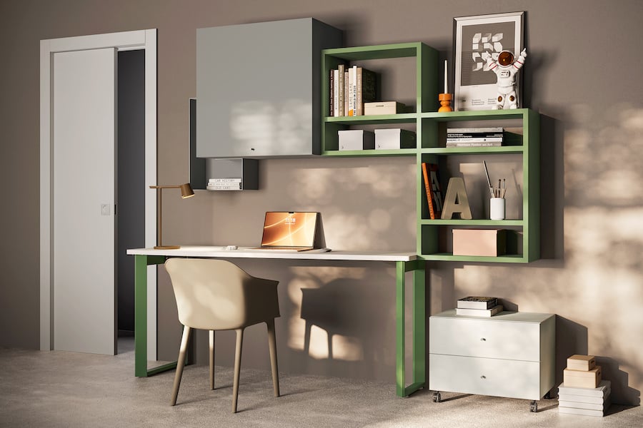 Scrivania con libreria a ponte