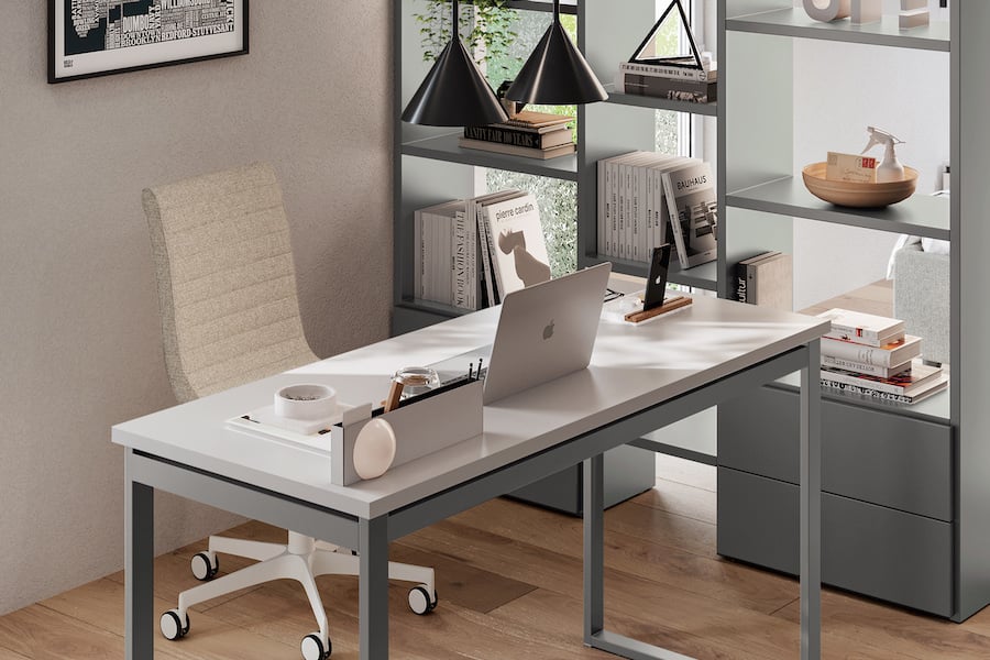 Scrivania con libreria laterale