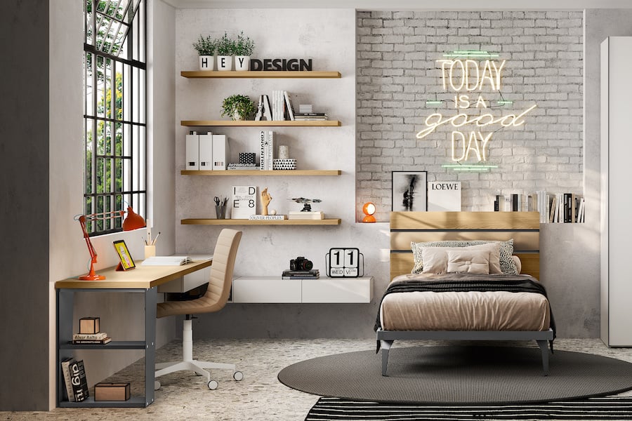 Scrivania con supporto libreria Loop