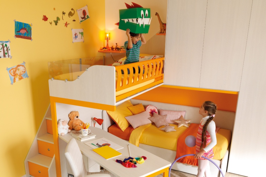 Tendenze nelle camerette per bambini: letto a soppalco Moretti Compact